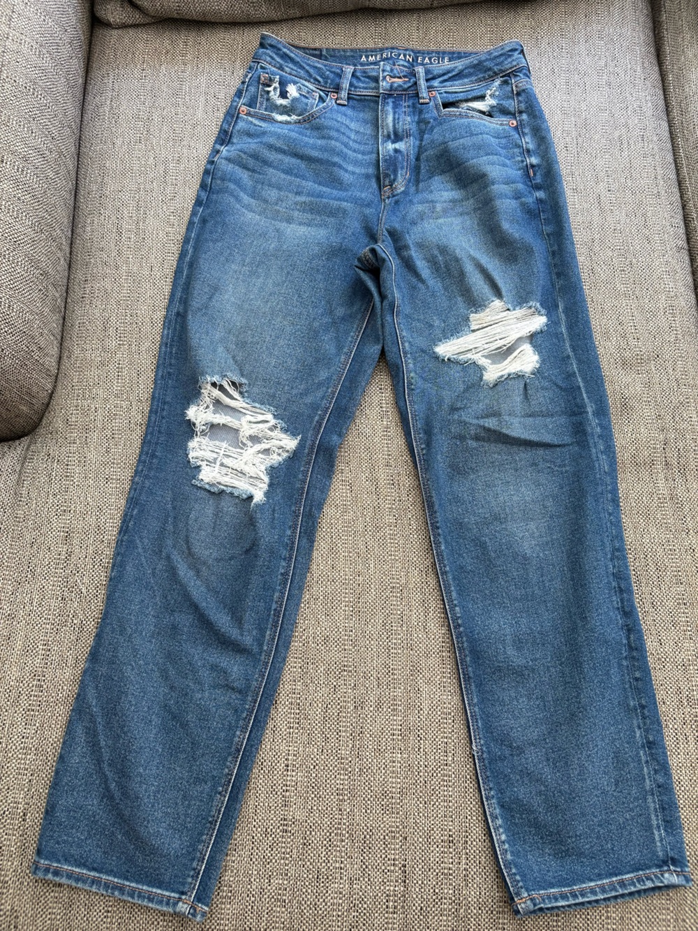 American Eagle Distressed Blue Mom Jeans
